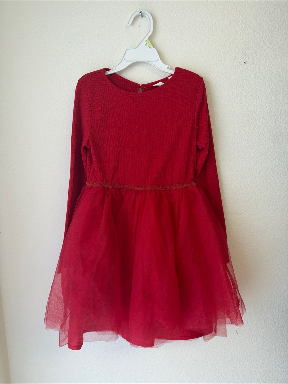 H&M Red Long-Sleeve Tulle Skater Dress